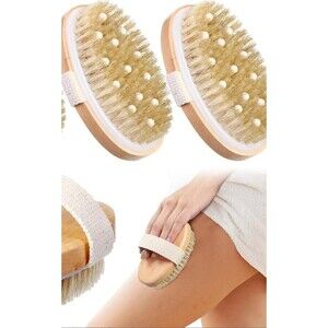 2 Pack Dry Brushing Body Brush, Natural Bristle Dry Body massage Christmas gift